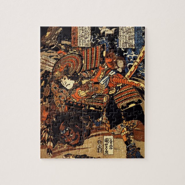 Alte japanische Malerei der Samurais, die c.1800s Puzzle (Vertikal)