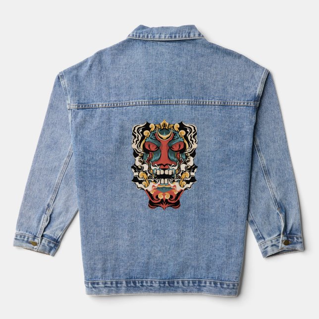 Alte japanische Teufelskunst Jeansjacke (Rückseite)