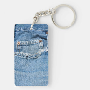 Alte Jeans Rectangle (doppelseitiger) Schlüsselanh Schlüsselanhänger