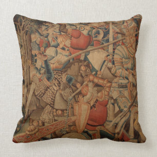 Alte Kampf-Tapisserie Kissen