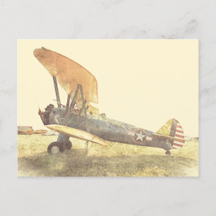 Alte Kampfflugzeug-Doppeldecker-Postkarte Postkarte