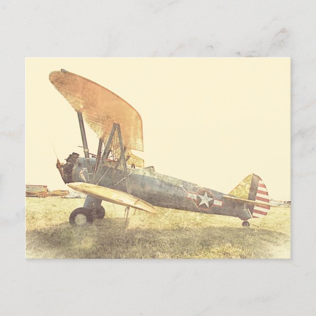 Alte Kampfflugzeug-Doppeldecker-Postkarte Postkarte (Vorderseite)