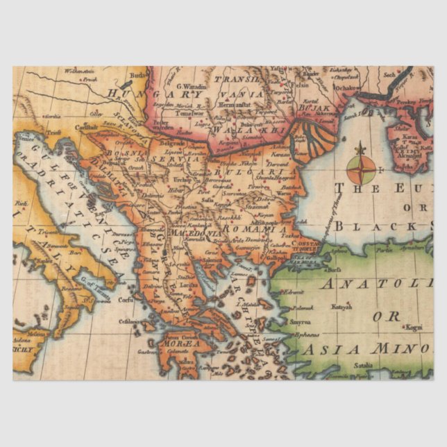 Alte Karte 1 Design 6 Seidenpapier (Vorderseite)