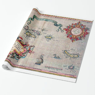 Alte Karte Azoren - Vintage Segeln-Erforschung Geschenkpapier