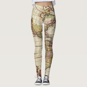 Alte Karte der Amerikas von Johannes De Ram Leggings