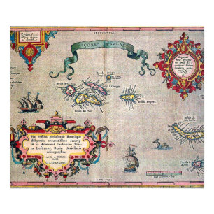 Alte Karte der Azoren - Vintage Segeltour Fotodruck