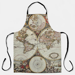 Alte Karte der Hemisphären der Welt. Erstellt von  Schürze