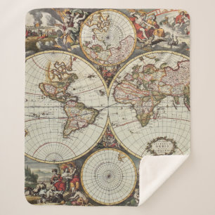 Alte Karte der Hemisphären der Welt. Erstellt von Sherpadecke