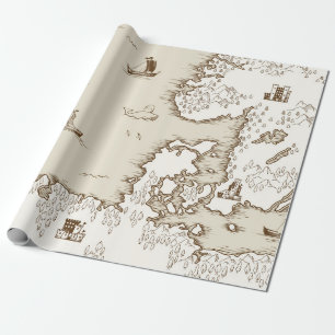 Alte Karte der Nordsee, Großbritanniens und Skandi Geschenkpapier