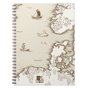 Alte Karte der Nordsee, Großbritanniens und Skandi Notizblock