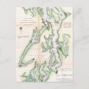Alte Karte der Puget Sound Washington Küste (1867)