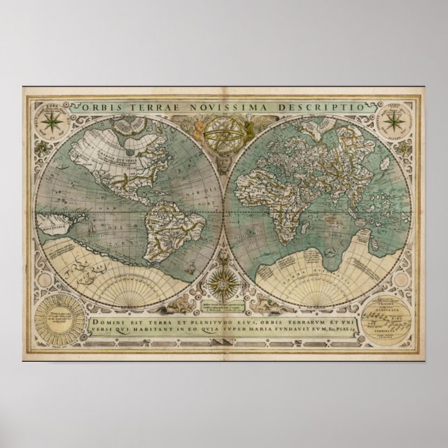 Alte Karte der Welt 1700 Poster (Vorne)