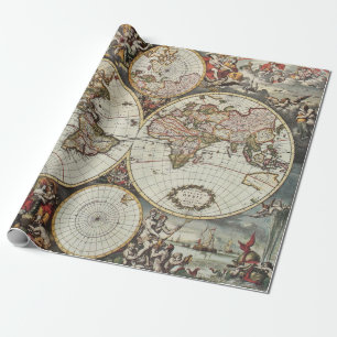 Alte Karte der Welt Hemisphären. Erstellt von Fred Geschenkpapier