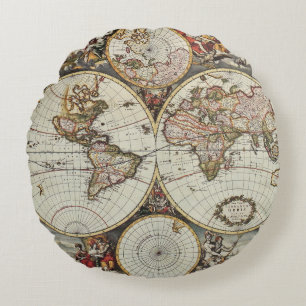 Alte Karte der Welt Hemisphären. Erstellt von Fred Rundes Kissen