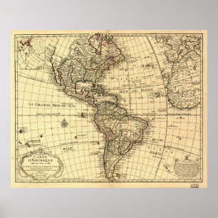 Alte Karte der Western-Hemisphäre. Franzosen 1780 Poster
