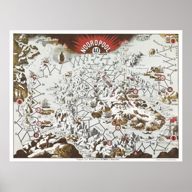 Alte Karte des Nordpol Poster (Vorne)