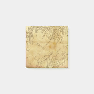 alte Karte Globus altes Papier elegante Haftnotiz Post-it Klebezettel