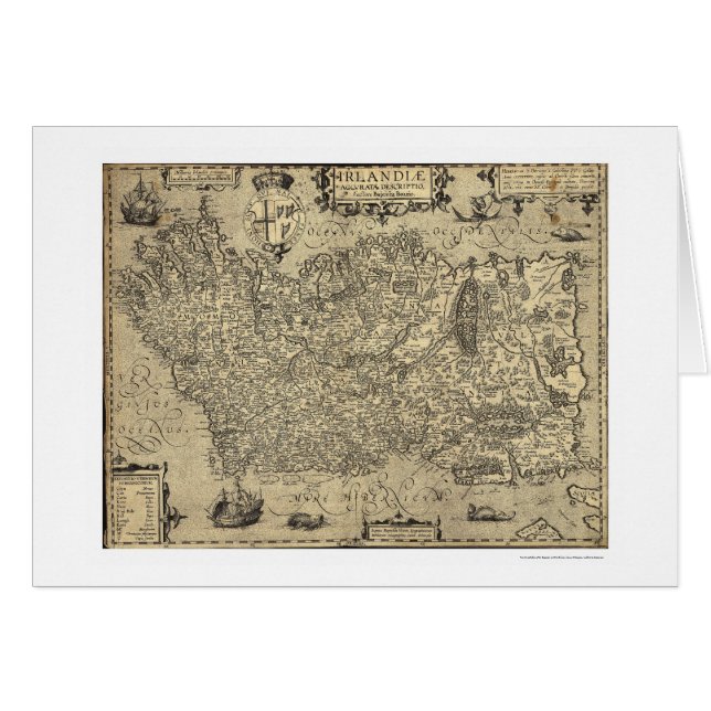 Alte Karte Irlands Ortelius gezeichnet durch (Vorderseite (Horizontal))