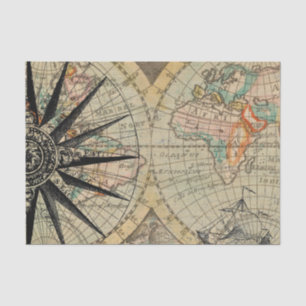 Alte Karte mit Compass Seidenpapier