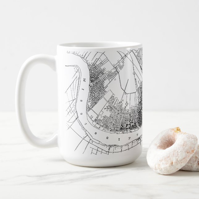 Alte Karte New Orleans Louisiana 1878 Kaffeetasse (Mit Donut)