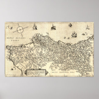 Alte Karte Portugals Poster