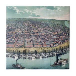 Alte Karte Saint Louis Missouri Mississippi Fluss Fliese