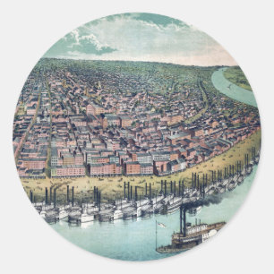 Alte Karte Saint Louis Missouri Mississippi Fluss Runder Aufkleber
