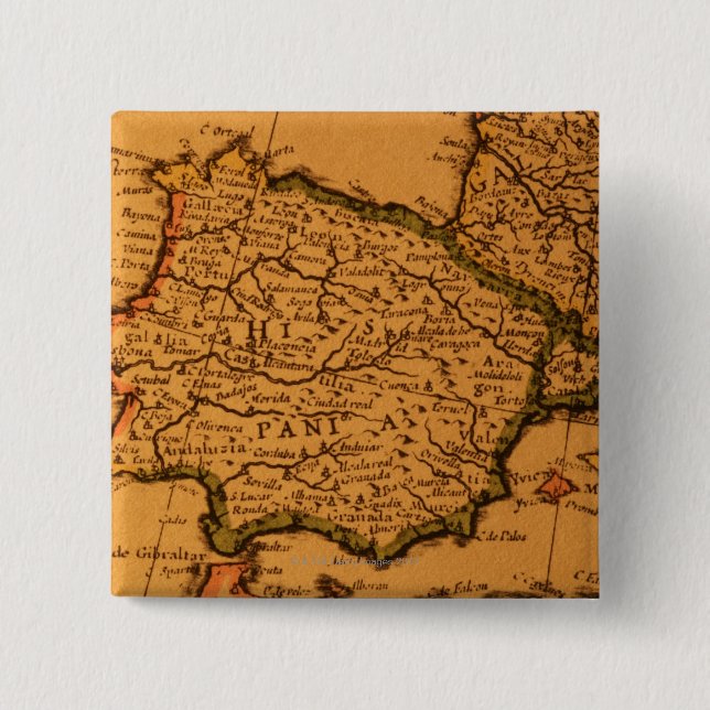 Alte Karte Spaniens Button (Vorderseite)