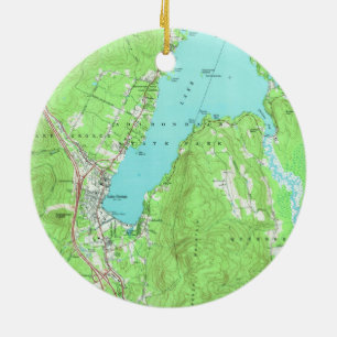 Alte Karte vom Lake George New York (1966) Keramikornament