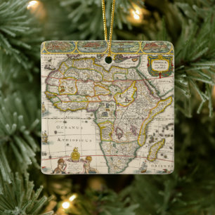 Alte Karte von Afrika von Hondius und Jansson Keramikornament