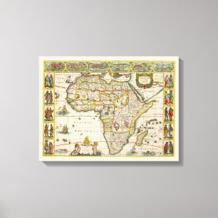 Alte Karte von Afrika von Hondius und Jansson Leinwanddruck
