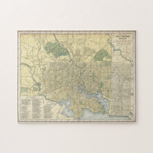 Alte Karte von Baltimore Maryland (1891) Puzzle