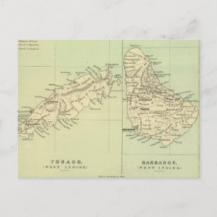 Alte Karte von Barbados und Tobago (1853)