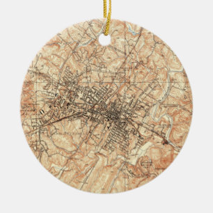 Alte Karte von Charlottesville Virginia (1960) Keramikornament