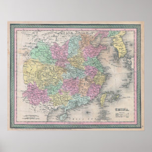 Alte Karte von China, 1853 Poster