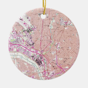 Alte Karte von Dallas Texas (1958) Keramikornament