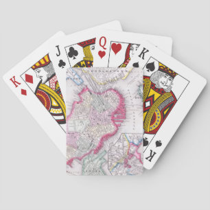 Alte Karte von Downtown Boston (1864) Spielkarten