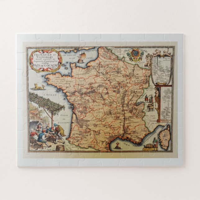 Alte Karte von Frankreich Puzzle (Horizontal)