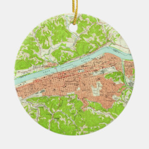 Alte Karte von Huntington West Virginia (1957) Keramikornament
