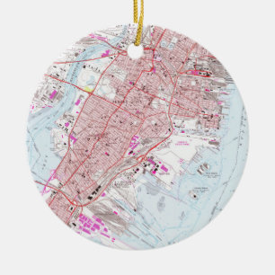 Alte Karte von Jersey City NJ (1967) Keramikornament