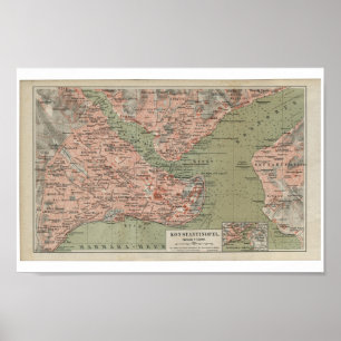 Alte Karte von Konstantinopele Poster
