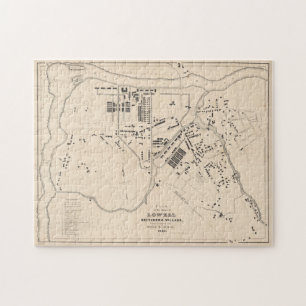Alte Karte von Lowell MA (1832) Puzzle
