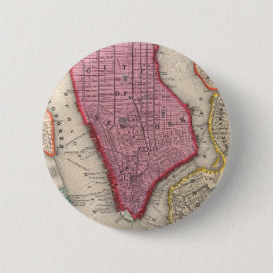 Alte Karte von Lower New York City (1860) Button