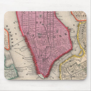 Alte Karte von Lower New York City (1860) Mousepad
