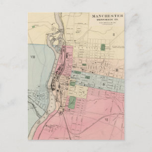 Alte Karte von Manchester New Hampshire (1877)