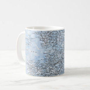 Alte Karte von Mittelengland Irische See Reise Kaffeetasse