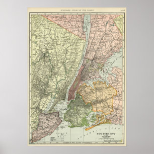 Alte Karte von New York City Poster