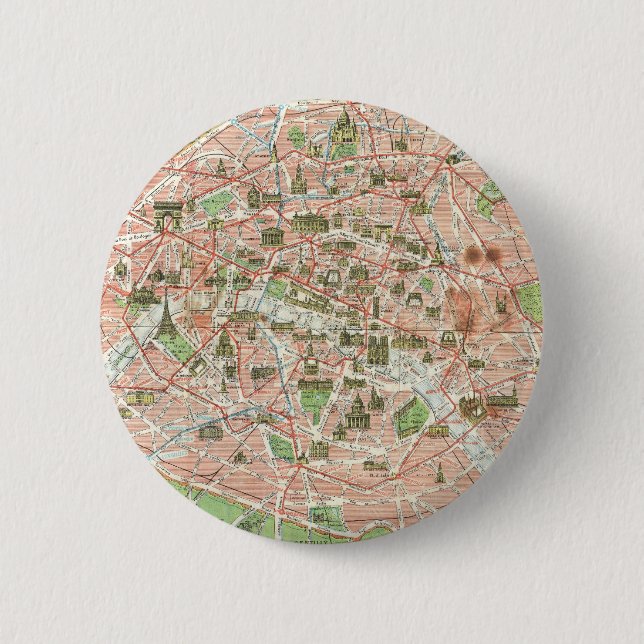 Alte Karte von Paris (1920) Button (Vorderseite)