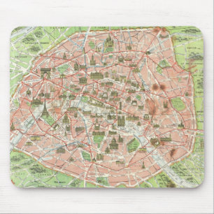 Alte Karte von Paris (1920) Mousepad
