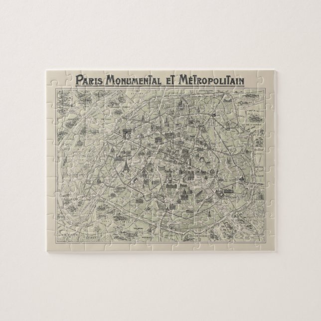 Alte Karte von Paris Puzzle (Horizontal)